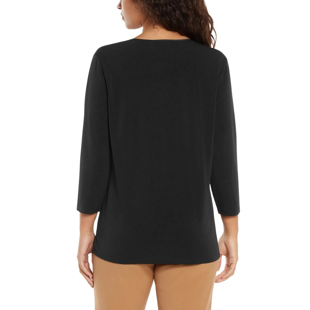 Banana Republic Womens' Black Relaxed Fit Tunic Style 3/4 Sleeve Blouse - Picture 3 of 14